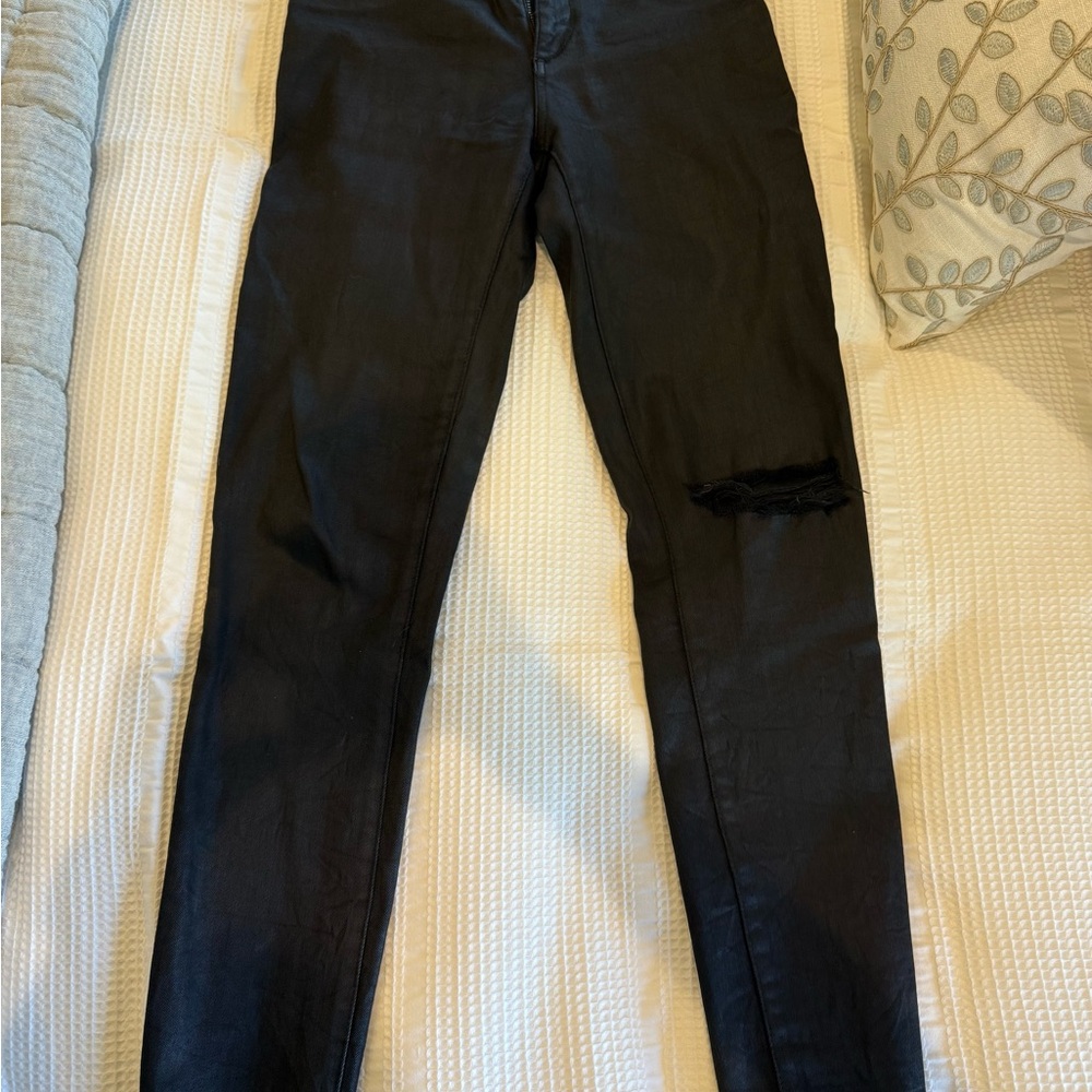 DL 1961 Black Distressed Skinny Jeans, size 27